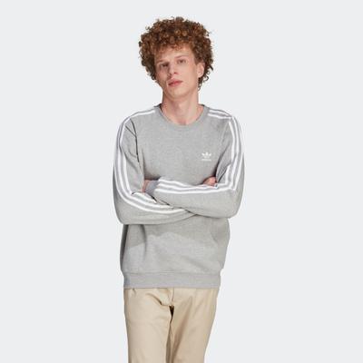 Sweatshirt ADIDAS ORIGINALS "3-STRIPES CREW", Herren, Gr. XXL, grau (medium grau heather), Obermaterial: 70% Baumwolle, 30% Polyester, sportlich, Rundhals, Sweatshirts Image