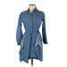 Madewell Casual Dress - Shirtdress Collared 3/4 sleeves: Blue Print Dresses - Women's Size 2X-Small