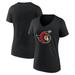 Women's Fanatics Branded Black Ottawa Senators 2023 NHL Global Series Logo V-Neck T-Shirt