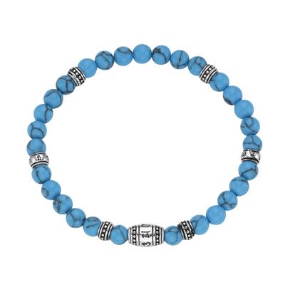 Giorgio Martello Milano Armband schwarzer Achat, Tigerauge oder synth. Türkis, Silber 925 Türkis Petrol Herren Image