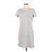 525 America Casual Dress - Mini Scoop Neck Short sleeves: Gray Solid Dresses - Women's Size Medium