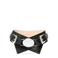 Michael Kors Collection Double Buckle Embossed Leather Hip Belt