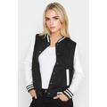 Pixiegirl Black & White Varsity Bomber Jacket 12 Pixiegirl | Petite Women's Jackets