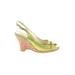 Maloles Wedges: Green Solid Shoes - Women's Size 36.5 - Open Toe