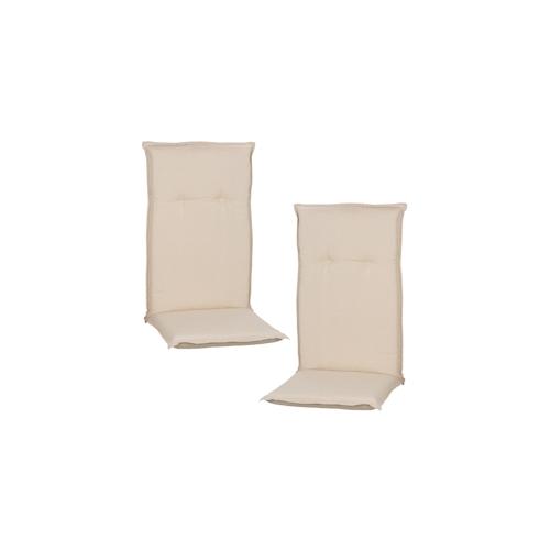 Hochlehnerauflagen Piemont – Polsterauflage mit Halteband & Bindebändern Dessin:Creme Weiß AU01,Größe:2x Hochlehnerauflage