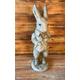 Garden bunny ornament Housewarning rabbit decoration Concrete hare figurine Stone pet decor Cement memorial art Outdoor animal sculpture