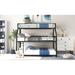 Twin over Full over Queen Triple Bunk Bed with Long and Short Ladder and Full-Length Guardrails