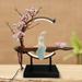 Wuzstar Lotus Waterfall Backflow Incense Burner Ceramic Statue LED Light Censer Holder for Office Home