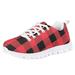 Pzuqiu Red Ugly Christmas Buffalo Plaid Shoes Kids Running Shoes Tennis Walking Sneakers Comfort Trail Running Jogging Shoes Gifts for Boy Girl Size 11