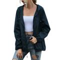 iOPQO Womens Jackets Coats For Women Womens Fashion Casual Solid Color Zip Coat With Pocket Panel Hooded Raincoat Jacket Coat Rain Jacket Women Winter Jackets For Women Dark blue S