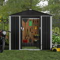 SUXXAN Metal Outdoor Storage Shed Steel Utility Tool Shed Storage House with Sliding Door Metal Sheds Outdoor Storage for Backyard Garden Patio Lawn (H6 xW6 x D4 ) Black