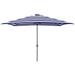 Jordan Manufacturing 8 Navy Blue & White Stripe Rectangular Folding Patio Umbrella with Crank Opening