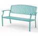 Efurden Garden Bench Aluminum Outdoor 2-Person Patio Bench Rot-Proof Waterproof for Garden Porch Park Balcony Blue