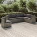 Andoer 7 Piece Patio Set with Cushions Gray Poly Rattan