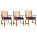 Tomshoo Patio Dining Chairs 3 pcs with Cushions Solid Acacia Wood