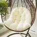 Wiueurtly Outdoor Wicker Rockers Long Outdoor White Cushion Fills Foam and Pillow Forms Cushion single swing hanging mattress integrated