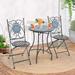 Costway 3pcs Patio Bistro Set Mosaic Pattern Heavy-Duty Metal Dining Folding Outdoor