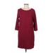 J.Jill Casual Dress - Shift Scoop Neck 3/4 sleeves: Burgundy Solid Dresses - Women's Size Medium Petite