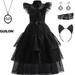 Wednesday Addams Costume for Girls Kids School Dance Halloween Cosplay Party Dress