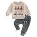 Kids Baby Boys Outfits Set Long Sleeve Pumpkin Skeleton Print Sweatshirt with Sweatpants Suit Halloween Clothes