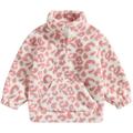 Kids Baby Girls Fleece Jacket Vintage Print Stand Collar Long Sleeve Plush Coat Winter Warm Kids Outerwear