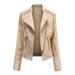 TheFound Women s Faux Leather Jackets Long Sleeve Lapel Zip Up Motorcycle Short PU Moto Biker Outwear Fitted Slim Coat