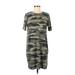 Lucky Brand Casual Dress - Shift Crew Neck Short sleeves: Green Print Dresses - Women's Size Medium