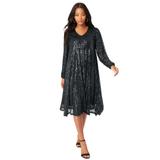 Plus Size Women's Sequin Swing Dress by Roaman's in Black (Size 26/28)