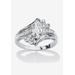 Women's Silver Tone Marquise Cut Engagement Ring Cubic Zirconia by PalmBeach Jewelry in Silver (Size 5)