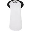 Shirtkleid URBAN CLASSICS "Urban Classics Damen Ladies Contrast Raglan Tee Dress", Damen, Gr. S, US-Größen, weiß (weiß, schwarz), 100% Baumwolle, elegant, normal, Rundhals, Kurzarm, Kleider