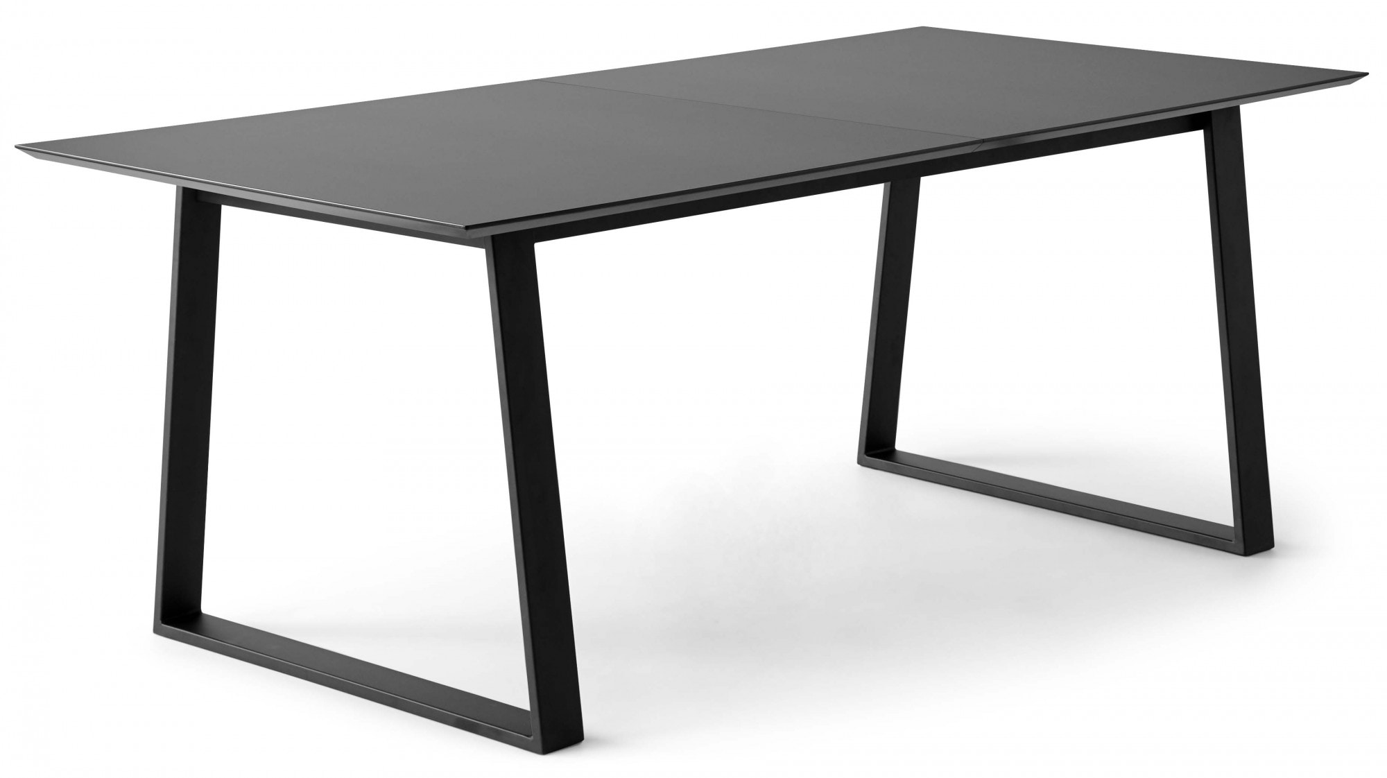 Esstisch HAMMEL FURNITURE "Meza Designtisch mit Auszugsfunktion und 2 Einlegeplatten", schwarz (schwarz, schwarz, schwarz), B:210cm H:73,5cm, Tischplatte: Schwarzes nanobehandeltes Fenix-Laminat (schwarzer Rand), Gestell: Pulverbeschichtetes...