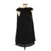 Amanda Uprichard Casual Dress - Party Crew Neck Short sleeves: Black Solid Dresses - Women's Size Small