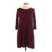 Forever 21 Contemporary Casual Dress - Mini Crew Neck 3/4 sleeves: Burgundy Solid Dresses - Women's Size Large