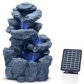 Solar Garden Fountain for Outdoor with LED Lighting - Real Waterfall Rock Fountain Vintage Garden Fountain Large for Outdoor Garden Decoration - Garden Pond Decoration Bird Bath - Outdoor (Yosemite