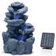 Solar Garden Fountain for Indoor & Outdoor with LED Lighting - Real Waterfall Rock Fountain Vintage Garden Fountain Large for Outdoor Garden Decoration - Garden Pond Decoration Bird Bath - Indoor &