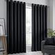 Fusion Black Curtains W90 x L108 (229 x 275cm) for Living Room, Bedroom, Kitchen, Office, Eyelet Curtains, Thermal Curtain, Insulated Curtains, Ring Top, 2 Panels for Home & Window