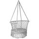 SFAREST Outdoor Hanging Rope Chair, Hammock Macrame Seat with Cotton Rope & Support Backrest, Cotton-Polyester Blend Macrame Garden Hammock Chair for Patio Garden Porch (Grey)