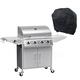 Boss Grill Georgia Classic - 4 Burner Gas BBQ with Side Burner and Cover Silver
