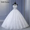 Y & m Novias-Robes de mariée vintage en dentelle perlée robes de patients à col licou robe de