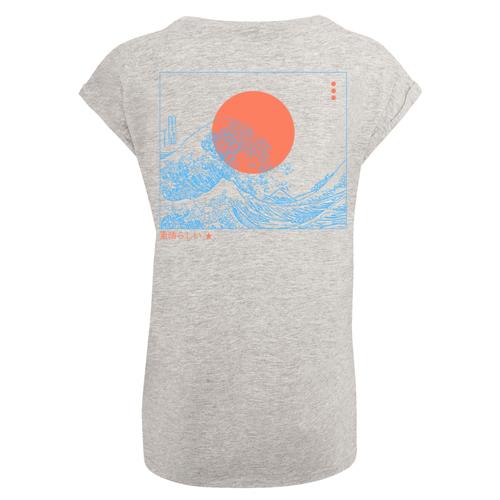 „T-Shirt F4NT4STIC „“PLUS SIZE Kanagawa Welle““ Gr. XL, grau (heather grey) Damen Shirts Jersey Print“