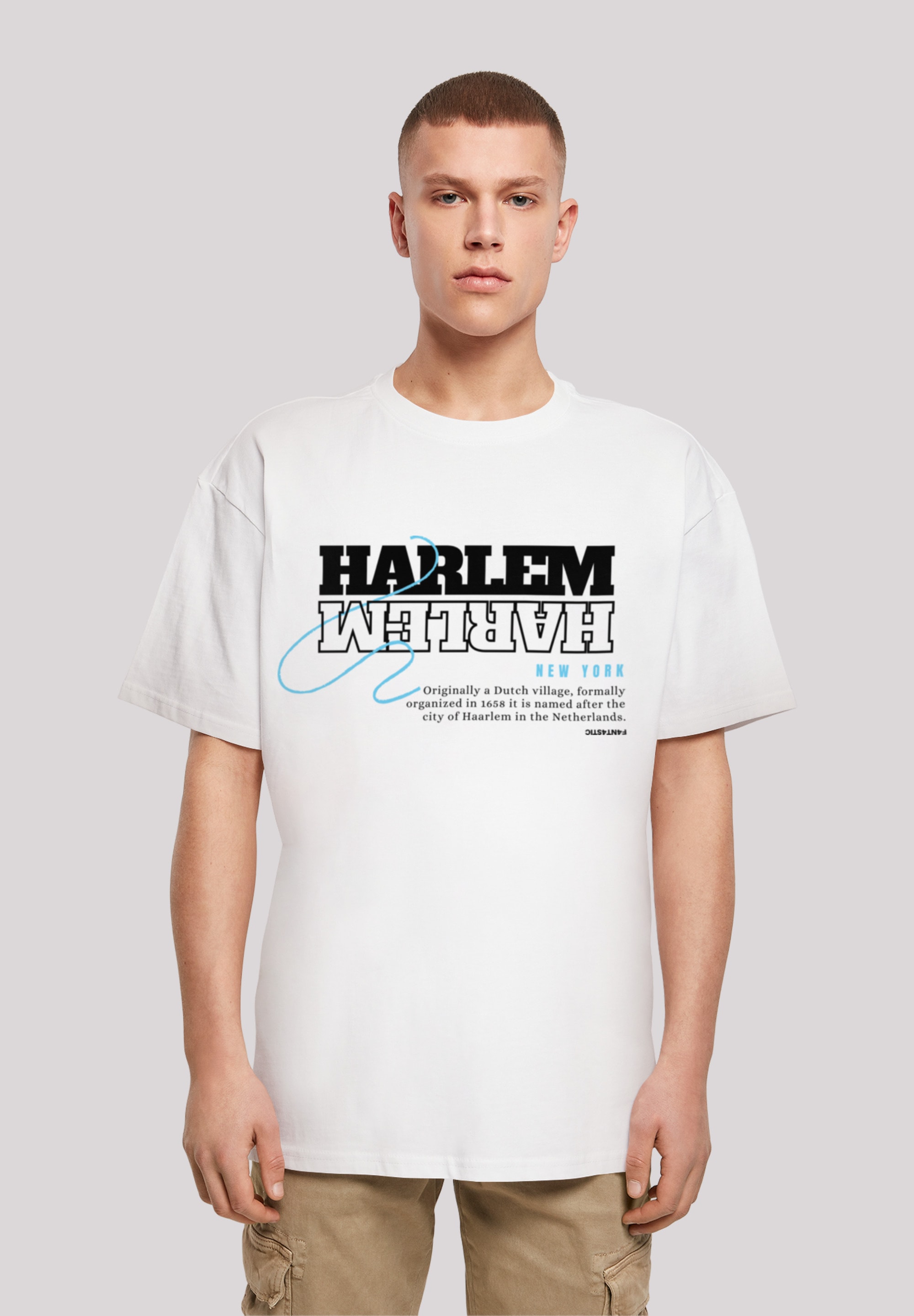 T-Shirt F4NT4STIC "Harlem OVERSIZE TEE", Herren, Gr. XXL, weiß, Obermaterial: 100% Baumwolle, oversize, Rundhals, ohne Bündchen, Shirts, Print Image