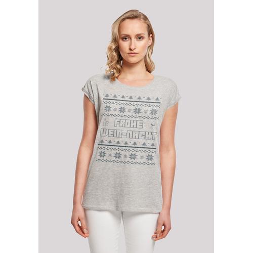„T-Shirt F4NT4STIC „“Frohe Wein-Nacht““ Gr. 4XL, grau (heather grey) Damen Shirts Jersey Print“