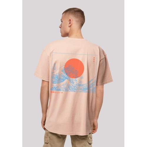 „T-Shirt F4NT4STIC „“Kanagawa Welle Japan““ Gr. L, gelb (amber) Herren Shirts T-Shirts Print“