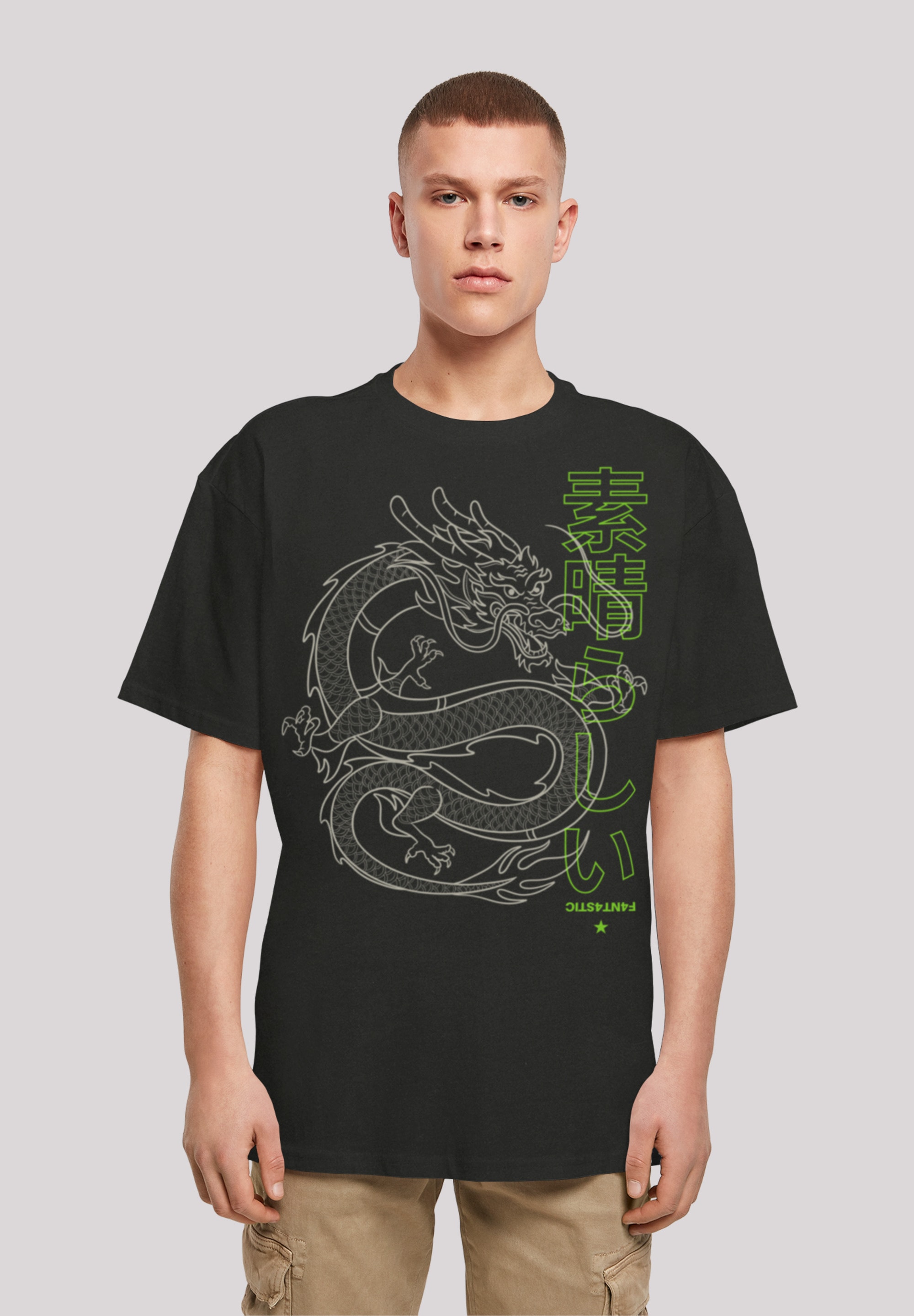 T-Shirt F4NT4STIC "Drache Japan", Herren, Gr. 5XL, schwarz, Obermaterial: 100% Baumwolle, oversize, Rundhals, ohne Bündchen, Shirts, Print Image