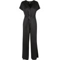 Jumpsuit URBAN CLASSICS "Damen Ladies Satin Wide Leg Belt Jumpsuit" Gr. XS, US-Größen, schwarz (black) Damen Overalls