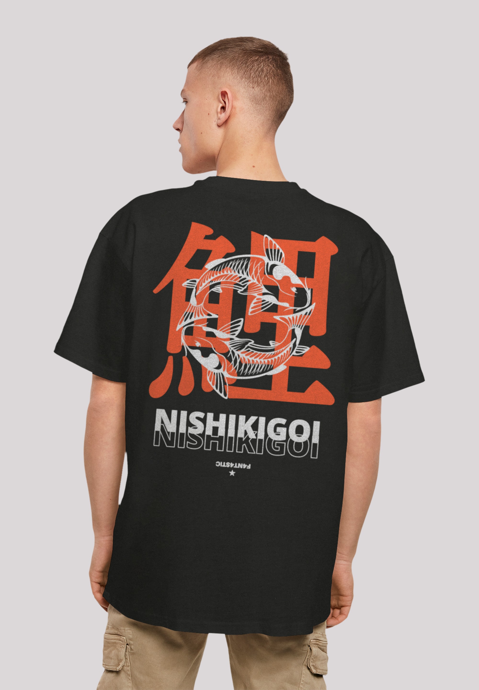 T-Shirt F4NT4STIC "Nishikigoi Koi Japan Grafik", Herren, Gr. 5XL, schwarz, Obermaterial: 100% Baumwolle, oversize, Rundhals, ohne Bündchen, Shirts, Print Image