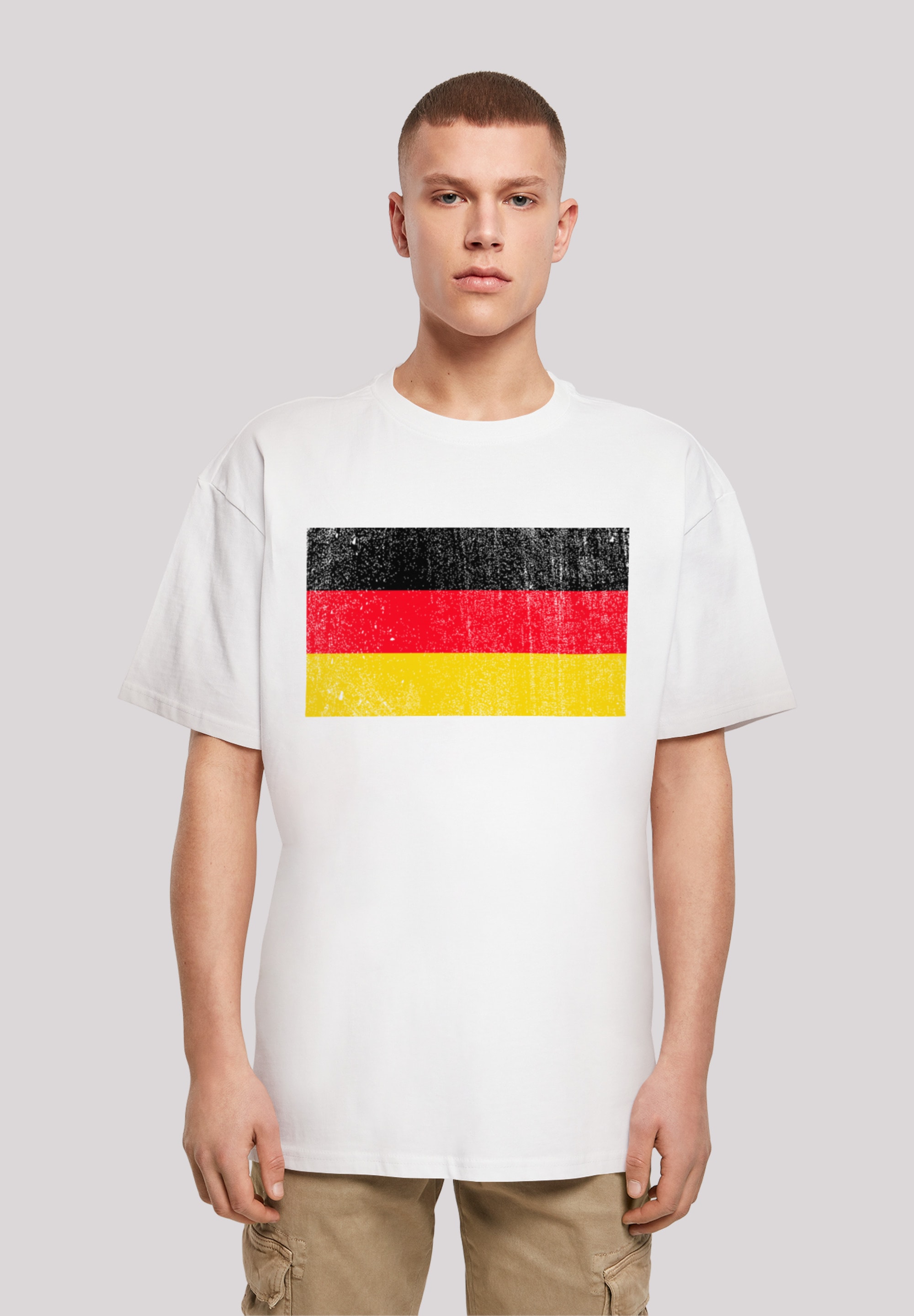 T-Shirt F4NT4STIC "Germany Deutschland Flagge distressed", Herren, Gr. M, weiß, Obermaterial: 100% Baumwolle, oversize, Rundhals, ohne Bündchen, Shirts, Print Image