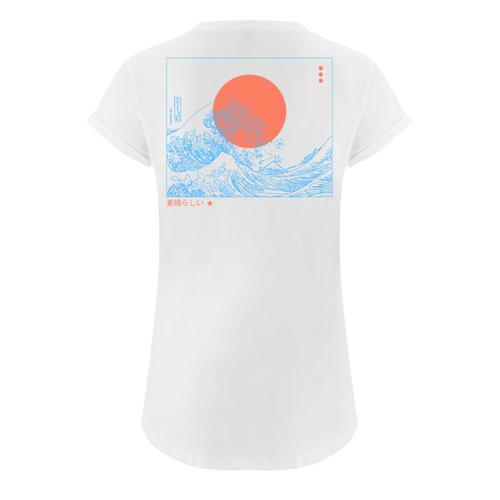 „T-Shirt F4NT4STIC „“Kanagawa Welle Japan Welle““ Gr. XL, weiß Damen Shirts Jersey Print“