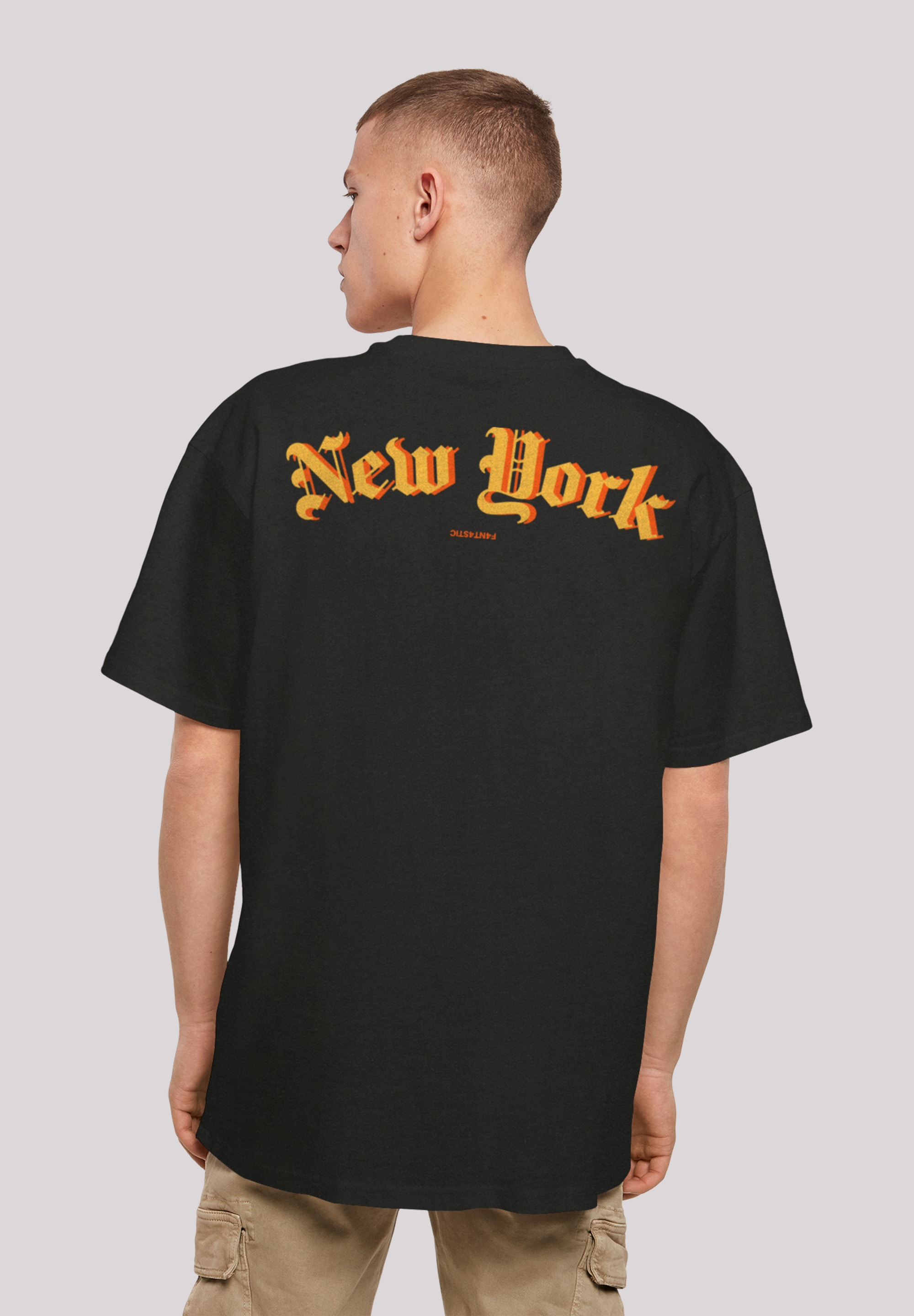 T-Shirt F4NT4STIC "New York Orange OVERSIZE TEE", Herren, Gr. 4XL, schwarz, Obermaterial: 100% Baumwolle, oversize, Rundhals, ohne Bündchen, Shirts, Print Image