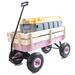 Outdoor Wagon All Terrain Pulling w/Wood Railing Air Tires Children Kid Garden